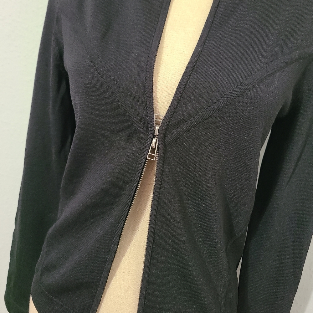 Express Juniors Long Sleeve Large Black Zip Up Sweater Y2K - Picture 3 of 10